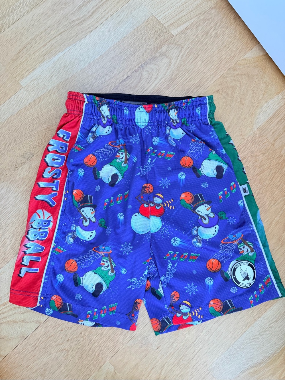 Kids Purple Frosty Basketball Print Shorts for Active Play